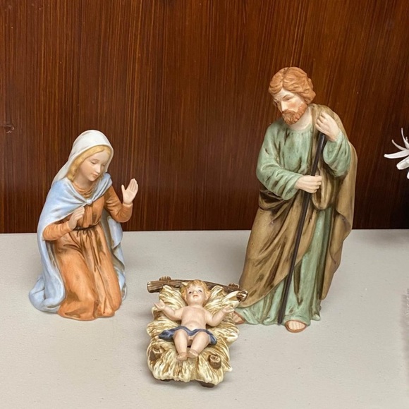 Home interiors vintage porcelain Christmas Nativity Set figurines - Picture 6 of 8